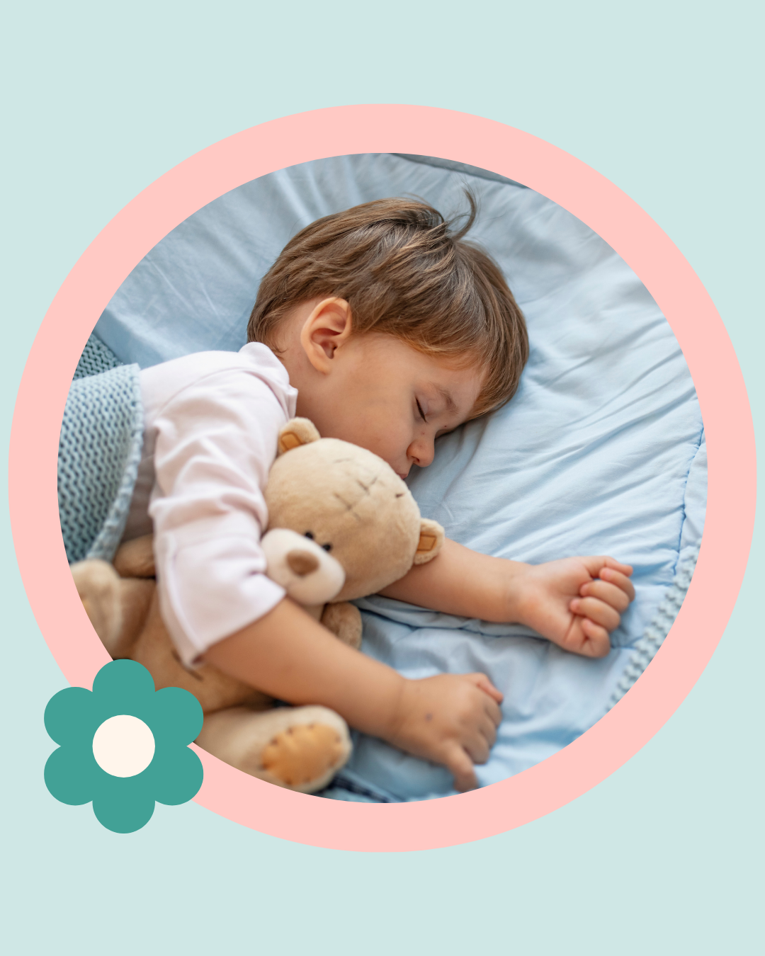 A toddler mouth breathing during sleep, highlighting the connection between children's sleep habits, nasal breathing, and oral function development.